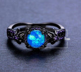 Black Gold Blue Opal Ring