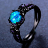 Black Gold Blue Opal Ring