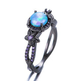 Black Gold Blue Opal Ring