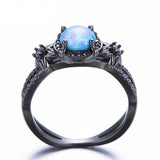 Black Gold Blue Opal Ring