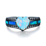 October Birthstone - Black "Gold-Filled" Opal Heart Ring